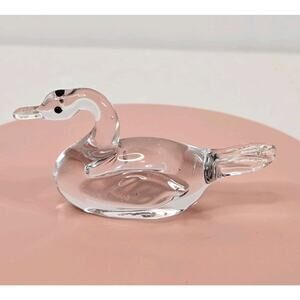 Vintage Mini Bird SWAN Shaped Crystal Glass Figurine Mid-Century Glass Art